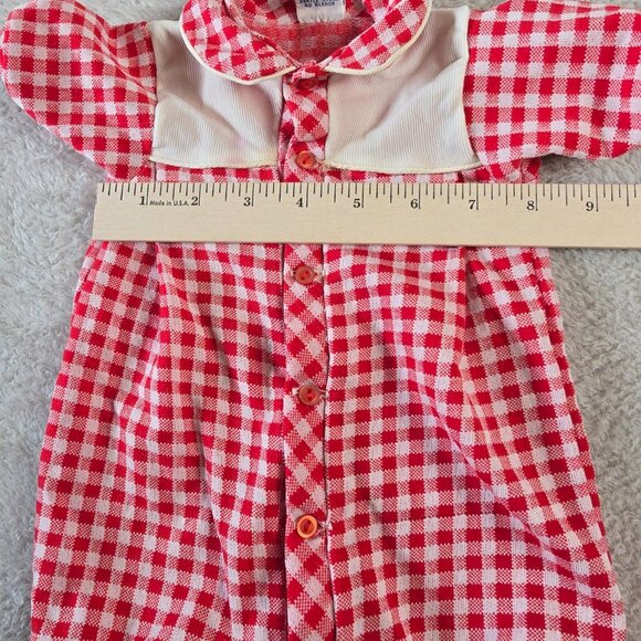 Baby Bliss Romper Size Medium Red Gingham Check Vintage Retro Summer 60s Unisex - Picture 12 of 14